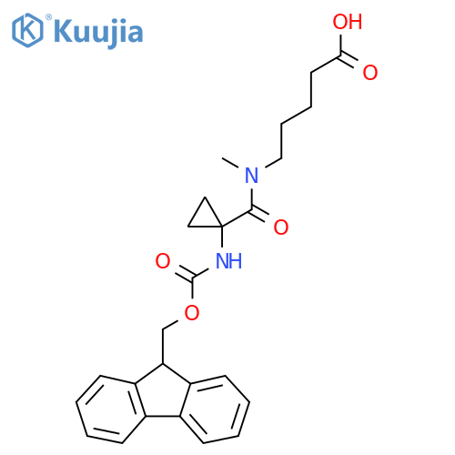 5-{1-1-({(9H-fluoren-9-yl)methoxycarbonyl}amino)cyclopropyl-N-methylformamido}pentanoic acid structure