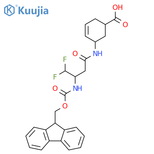 5-3-({(9H-fluoren-9-yl)methoxycarbonyl}amino)-4,4-difluorobutanamidocyclohex-3-ene-1-carboxylic acid structure