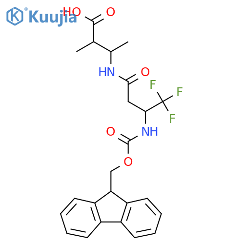 3-3-({(9H-fluoren-9-yl)methoxycarbonyl}amino)-4,4,4-trifluorobutanamido-2-methylbutanoic acid structure