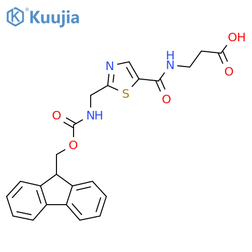 3-({2-({(9H-fluoren-9-yl)methoxycarbonyl}amino)methyl-1,3-thiazol-5-yl}formamido)propanoic acid structure