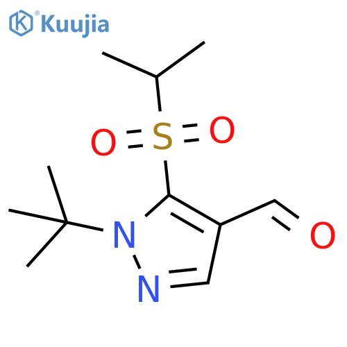 1-tert-butyl-5-(propane-2-sulfonyl)-1H-pyrazole-4-carbaldehyde structure