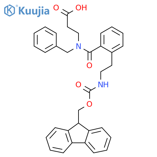 3-(N-benzyl-1-{2-2-({(9H-fluoren-9-yl)methoxycarbonyl}amino)ethylphenyl}formamido)propanoic acid structure