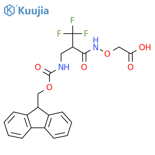 2-({2-({(9H-fluoren-9-yl)methoxycarbonyl}amino)methyl-3,3,3-trifluoropropanamido}oxy)acetic acid structure