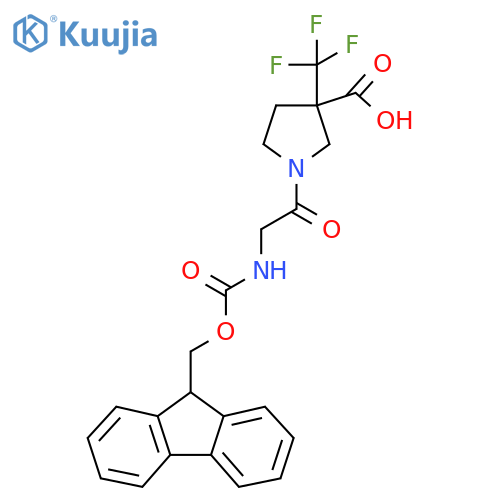 1-2-({(9H-fluoren-9-yl)methoxycarbonyl}amino)acetyl-3-(trifluoromethyl)pyrrolidine-3-carboxylic acid structure