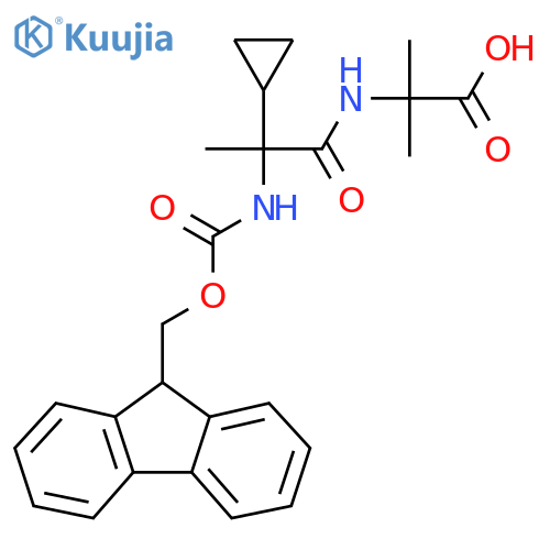 2-2-cyclopropyl-2-({(9H-fluoren-9-yl)methoxycarbonyl}amino)propanamido-2-methylpropanoic acid structure