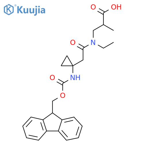3-{N-ethyl-2-1-({(9H-fluoren-9-yl)methoxycarbonyl}amino)cyclopropylacetamido}-2-methylpropanoic acid structure