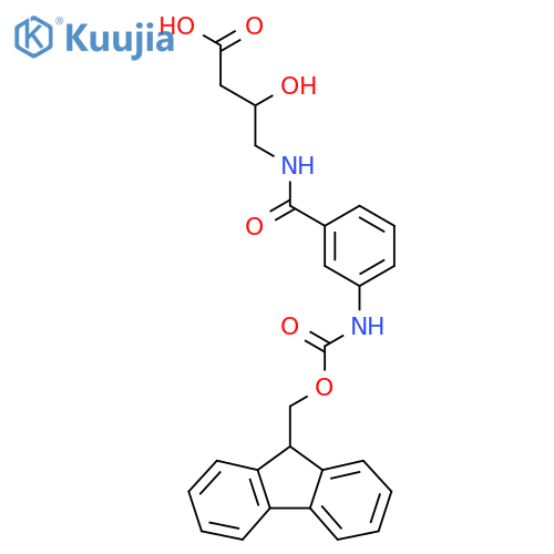 4-{3-({(9H-fluoren-9-yl)methoxycarbonyl}amino)phenylformamido}-3-hydroxybutanoic acid structure
