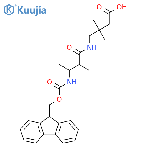 4-3-({(9H-fluoren-9-yl)methoxycarbonyl}amino)-2-methylbutanamido-3,3-dimethylbutanoic acid structure