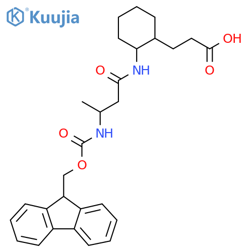 3-{2-3-({(9H-fluoren-9-yl)methoxycarbonyl}amino)butanamidocyclohexyl}propanoic acid structure