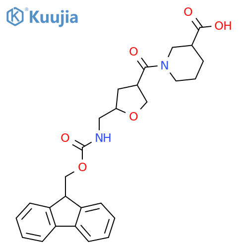 1-{5-({(9H-fluoren-9-yl)methoxycarbonyl}amino)methyloxolane-3-carbonyl}piperidine-3-carboxylic acid structure