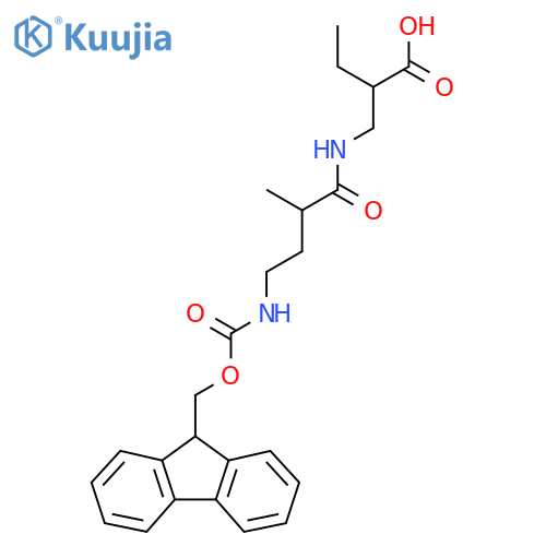 2-{4-({(9H-fluoren-9-yl)methoxycarbonyl}amino)-2-methylbutanamidomethyl}butanoic acid structure