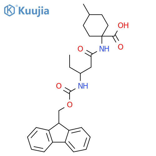 1-3-({(9H-fluoren-9-yl)methoxycarbonyl}amino)pentanamido-4-methylcyclohexane-1-carboxylic acid structure