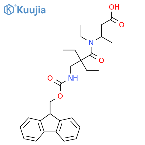 3-{N,2-diethyl-2-({(9H-fluoren-9-yl)methoxycarbonyl}amino)methylbutanamido}butanoic acid structure