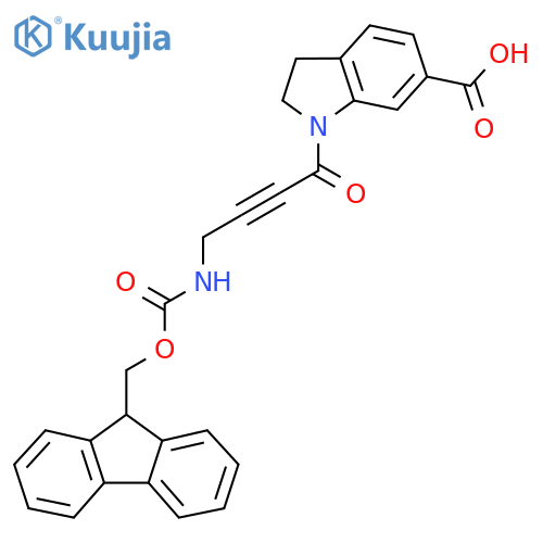 1-4-({(9H-fluoren-9-yl)methoxycarbonyl}amino)but-2-ynoyl-2,3-dihydro-1H-indole-6-carboxylic acid structure