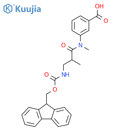 3-3-({(9H-fluoren-9-yl)methoxycarbonyl}amino)-N,2-dimethylpropanamidobenzoic acid structure