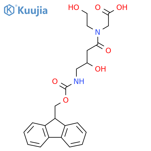 2-4-({(9H-fluoren-9-yl)methoxycarbonyl}amino)-3-hydroxy-N-(2-hydroxyethyl)butanamidoacetic acid structure