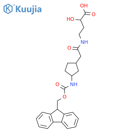 4-{2-3-({(9H-fluoren-9-yl)methoxycarbonyl}amino)cyclopentylacetamido}-2-hydroxybutanoic acid structure