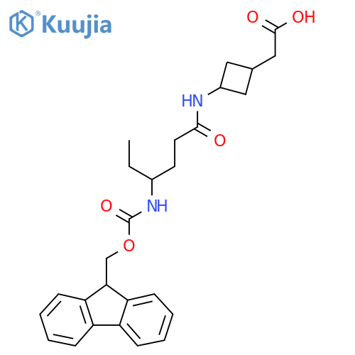 2-{3-4-({(9H-fluoren-9-yl)methoxycarbonyl}amino)hexanamidocyclobutyl}acetic acid structure