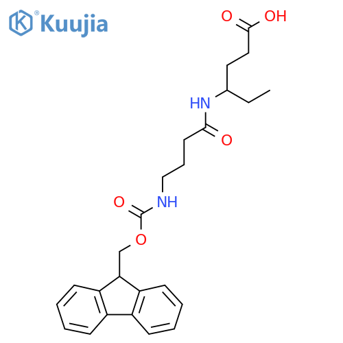 4-[4-({[(9H-fluoren-9-yl)methoxy]carbonyl}amino)butanamido]hexanoic acid structure