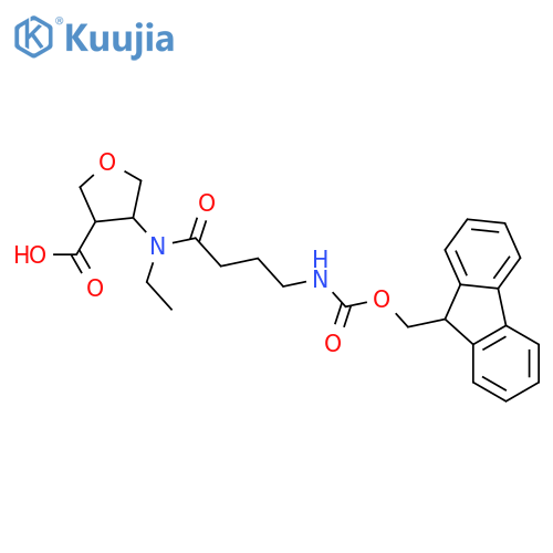 4-N-ethyl-4-({(9H-fluoren-9-yl)methoxycarbonyl}amino)butanamidooxolane-3-carboxylic acid structure