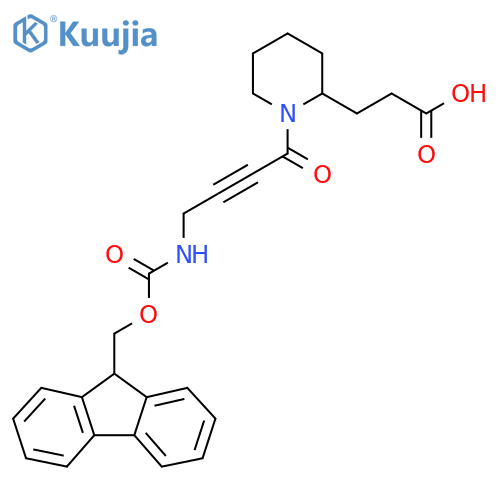 3-{1-4-({(9H-fluoren-9-yl)methoxycarbonyl}amino)but-2-ynoylpiperidin-2-yl}propanoic acid structure