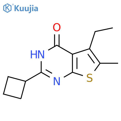 2-cyclobutyl-5-ethyl-6-methyl-3H,4H-thieno2,3-dpyrimidin-4-one structure