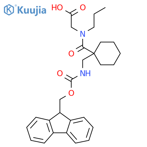 2-(1-{1-({(9H-fluoren-9-yl)methoxycarbonyl}amino)methylcyclohexyl}-N-propylformamido)acetic acid structure