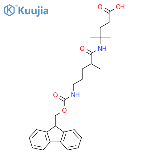 4-5-({(9H-fluoren-9-yl)methoxycarbonyl}amino)-2-methylpentanamido-4-methylpentanoic acid structure