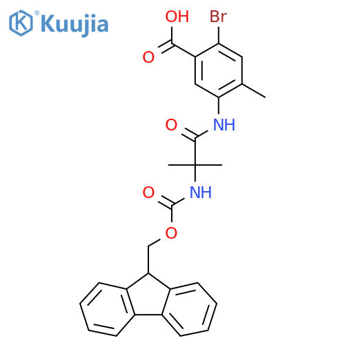 2-bromo-5-2-({(9H-fluoren-9-yl)methoxycarbonyl}amino)-2-methylpropanamido-4-methylbenzoic acid structure