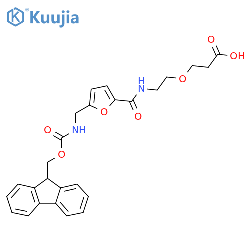 3-2-({5-({(9H-fluoren-9-yl)methoxycarbonyl}amino)methylfuran-2-yl}formamido)ethoxypropanoic acid structure