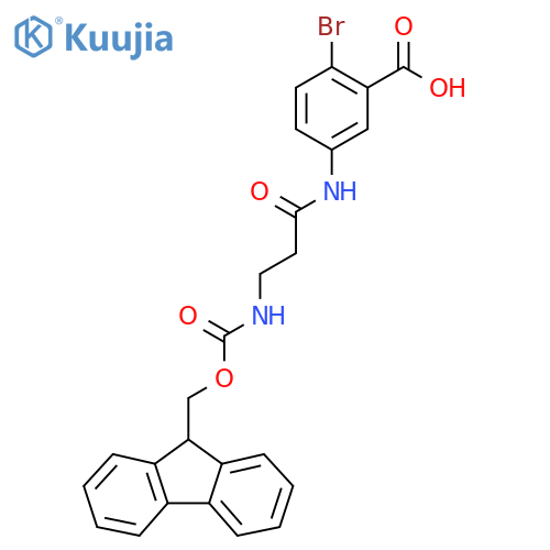 2-bromo-5-3-({(9H-fluoren-9-yl)methoxycarbonyl}amino)propanamidobenzoic acid structure