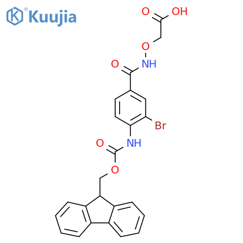 2-({3-bromo-4-({(9H-fluoren-9-yl)methoxycarbonyl}amino)phenylformamido}oxy)acetic acid structure