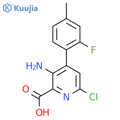 3-amino-6-chloro-4-(2-fluoro-4-methylphenyl)pyridine-2-carboxylic acid structure