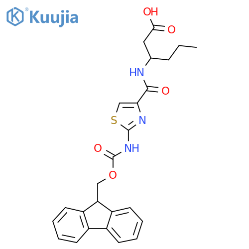 3-{2-({(9H-fluoren-9-yl)methoxycarbonyl}amino)-1,3-thiazol-4-ylformamido}hexanoic acid structure