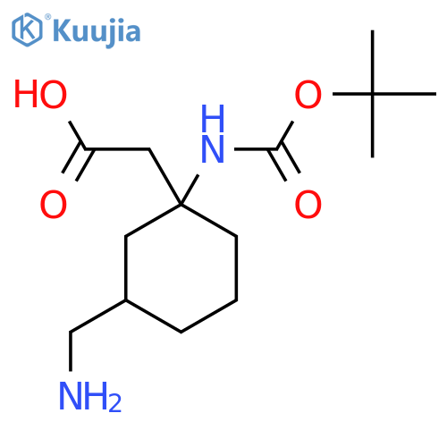 2-3-(aminomethyl)-1-{(tert-butoxy)carbonylamino}cyclohexylacetic acid structure