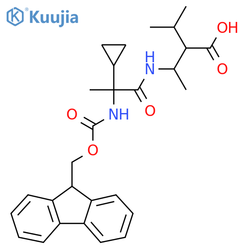3-2-cyclopropyl-2-({(9H-fluoren-9-yl)methoxycarbonyl}amino)propanamido-2-(propan-2-yl)butanoic acid structure