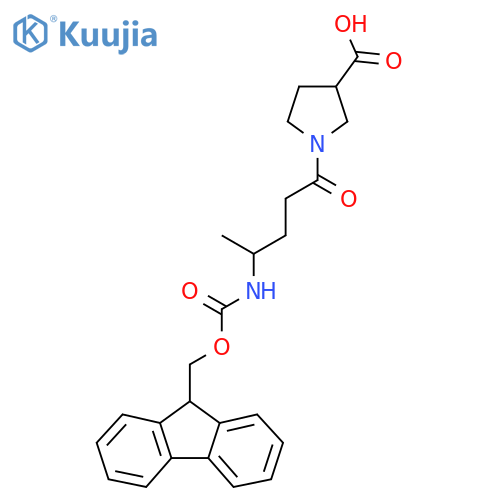 1-4-({(9H-fluoren-9-yl)methoxycarbonyl}amino)pentanoylpyrrolidine-3-carboxylic acid structure