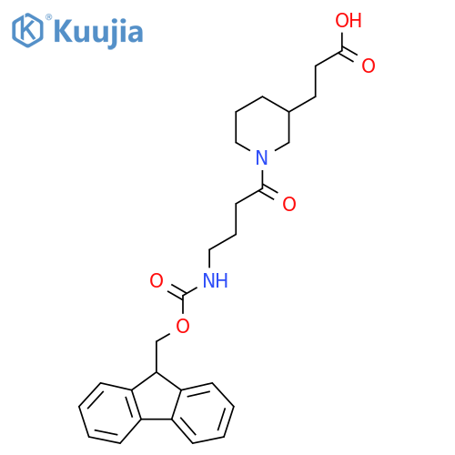 3-{1-4-({(9H-fluoren-9-yl)methoxycarbonyl}amino)butanoylpiperidin-3-yl}propanoic acid structure