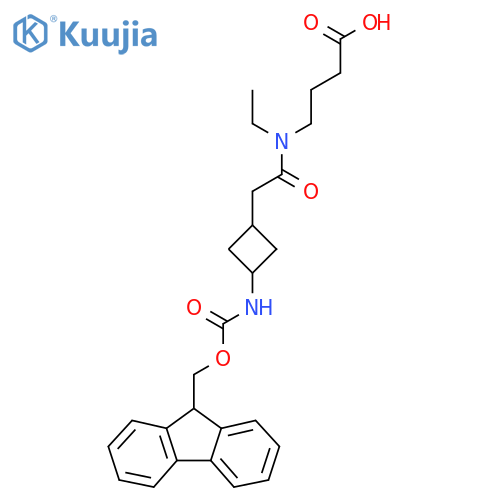 4-{N-ethyl-2-3-({(9H-fluoren-9-yl)methoxycarbonyl}amino)cyclobutylacetamido}butanoic acid structure