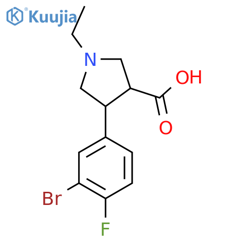 4-(3-bromo-4-fluorophenyl)-1-ethylpyrrolidine-3-carboxylic acid structure