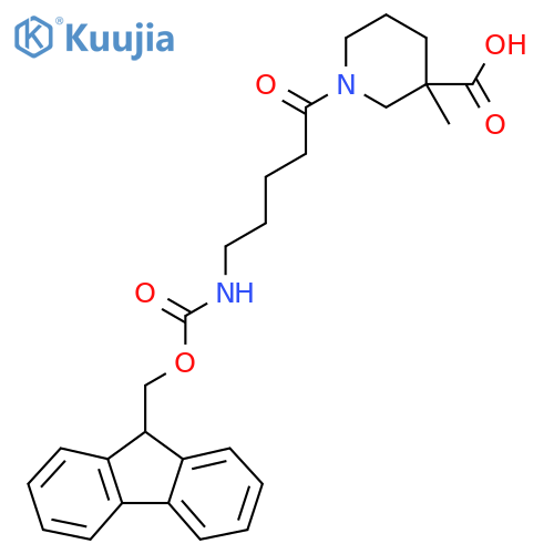 1-[5-({[(9H-fluoren-9-yl)methoxy]carbonyl}amino)pentanoyl]-3-methylpiperidine-3-carboxylic acid structure