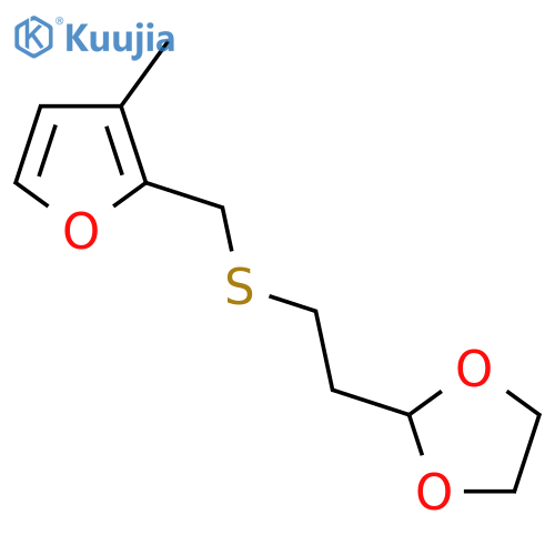 2-(2-{(3-methylfuran-2-yl)methylsulfanyl}ethyl)-1,3-dioxolane structure