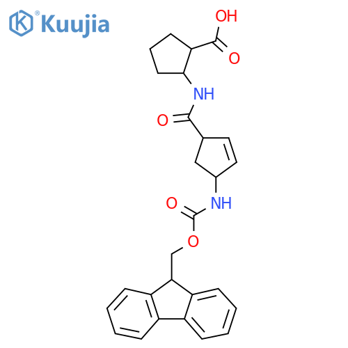 2-4-({(9H-fluoren-9-yl)methoxycarbonyl}amino)cyclopent-2-ene-1-amidocyclopentane-1-carboxylic acid structure