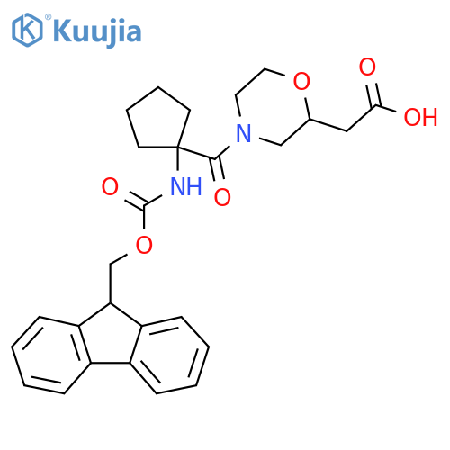 2-{4-1-({(9H-fluoren-9-yl)methoxycarbonyl}amino)cyclopentanecarbonylmorpholin-2-yl}acetic acid structure