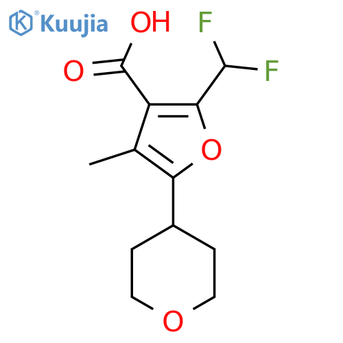 2-(difluoromethyl)-4-methyl-5-(oxan-4-yl)furan-3-carboxylic acid structure