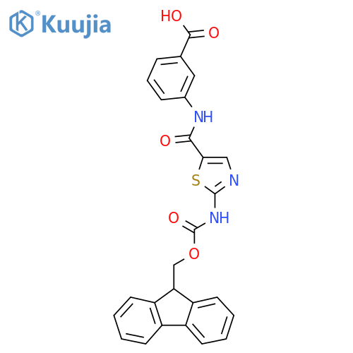 3-2-({(9H-fluoren-9-yl)methoxycarbonyl}amino)-1,3-thiazole-5-amidobenzoic acid structure