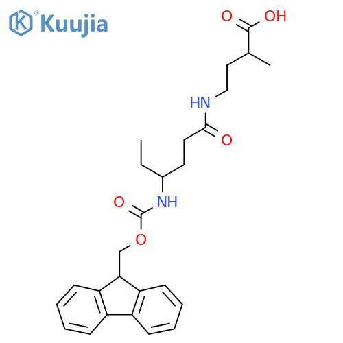 4-4-({(9H-fluoren-9-yl)methoxycarbonyl}amino)hexanamido-2-methylbutanoic acid structure