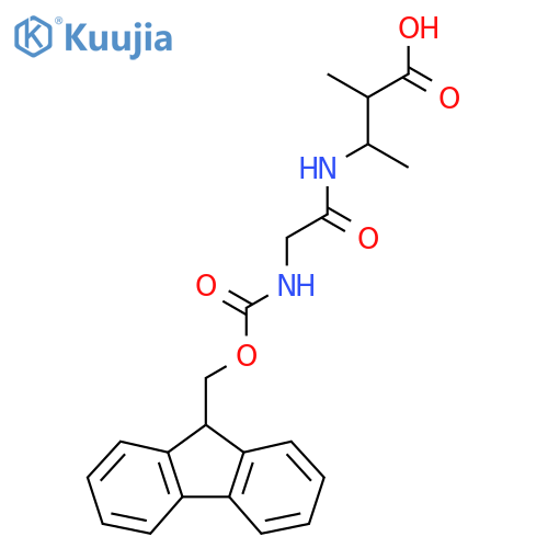 3-2-({(9H-fluoren-9-yl)methoxycarbonyl}amino)acetamido-2-methylbutanoic acid structure