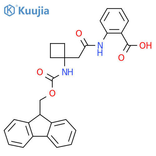 2-{2-1-({(9H-fluoren-9-yl)methoxycarbonyl}amino)cyclobutylacetamido}benzoic acid structure