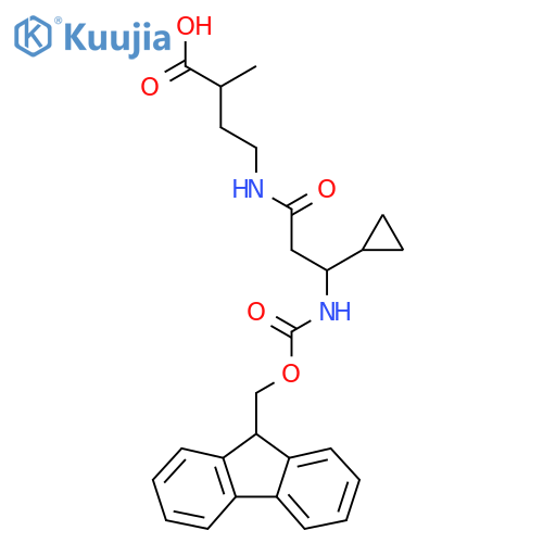 4-3-cyclopropyl-3-({(9H-fluoren-9-yl)methoxycarbonyl}amino)propanamido-2-methylbutanoic acid structure